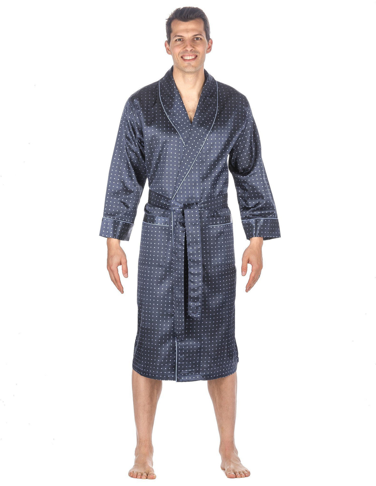 Men's Premium Satin Robe - Floating Squares