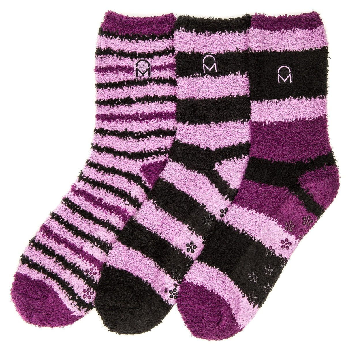Women's (3 Pairs) Soft Anti-Skid Fuzzy Winter Crew Socks - Set A7