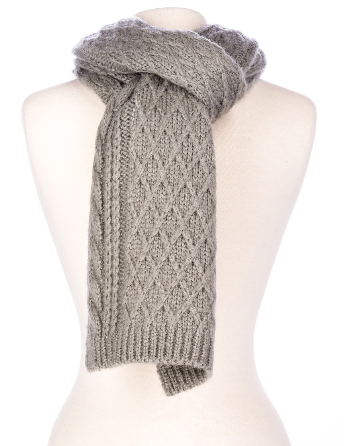 Men's Super-Soft Cable Knit Avalanche Winter Scarf - Grey