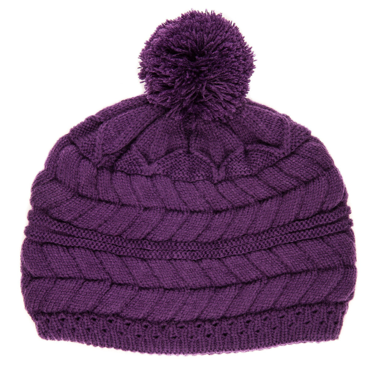 Women's Cityscape Pom Beanie Hat - Purple
