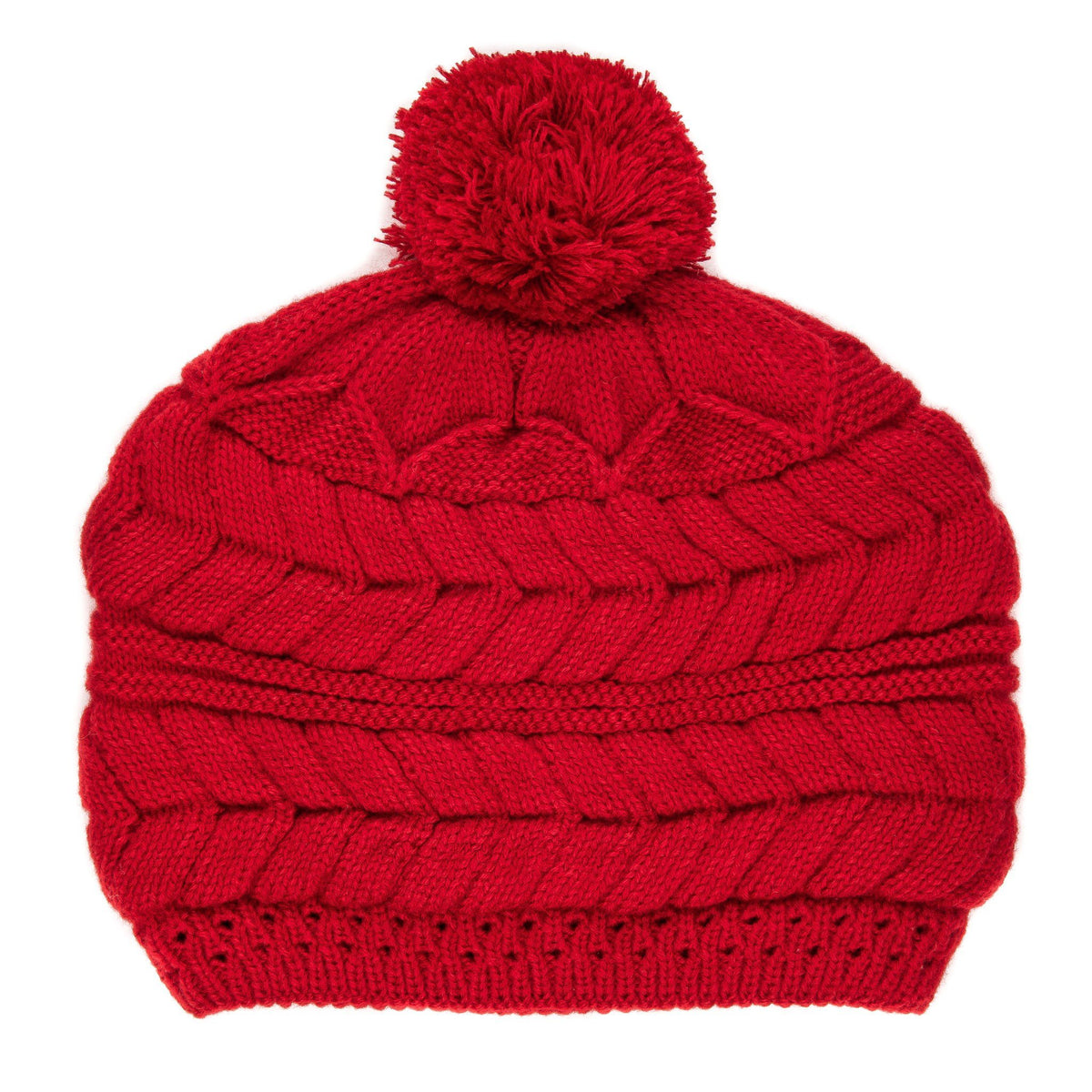 Women's Cityscape Pom Beanie Hat - Red