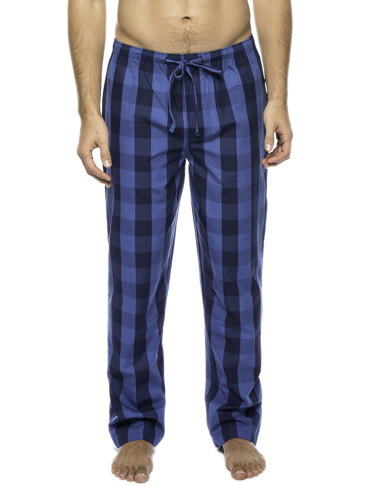 Men's 100% Woven Cotton Lounge Pants - Gingham Navy/Blue