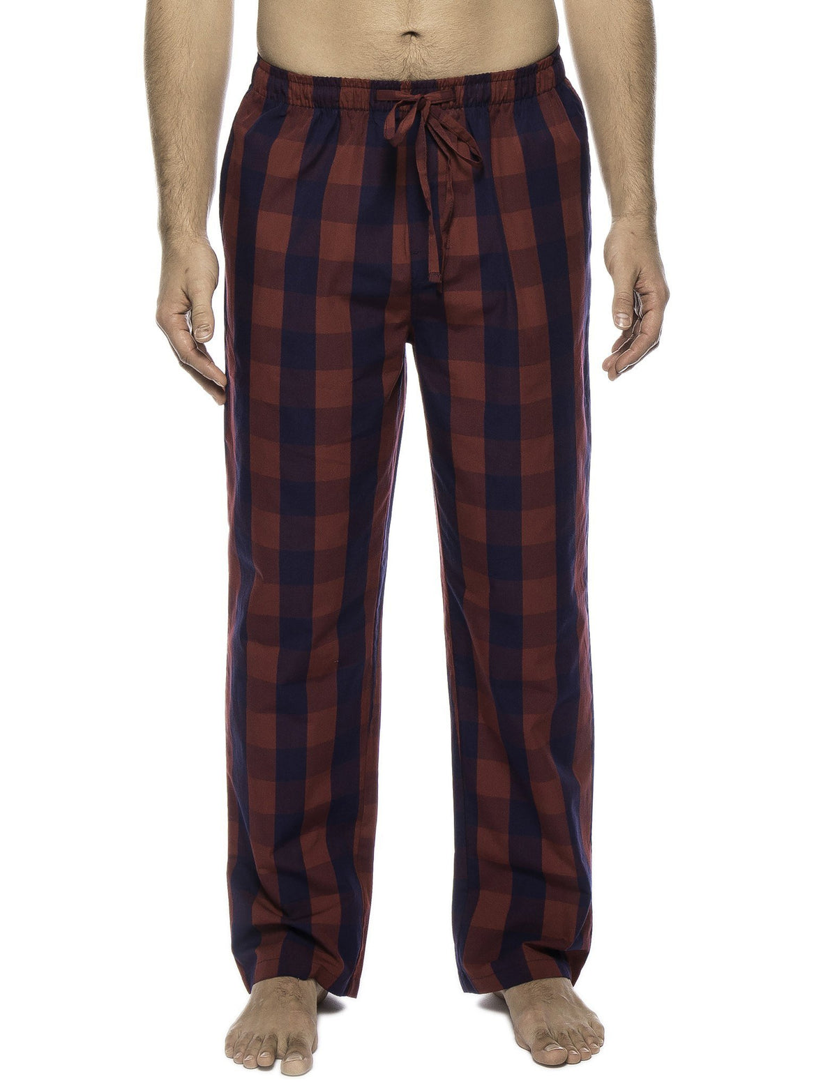 Men's 100% Woven Cotton Lounge Pants - Gingham Red/Navy