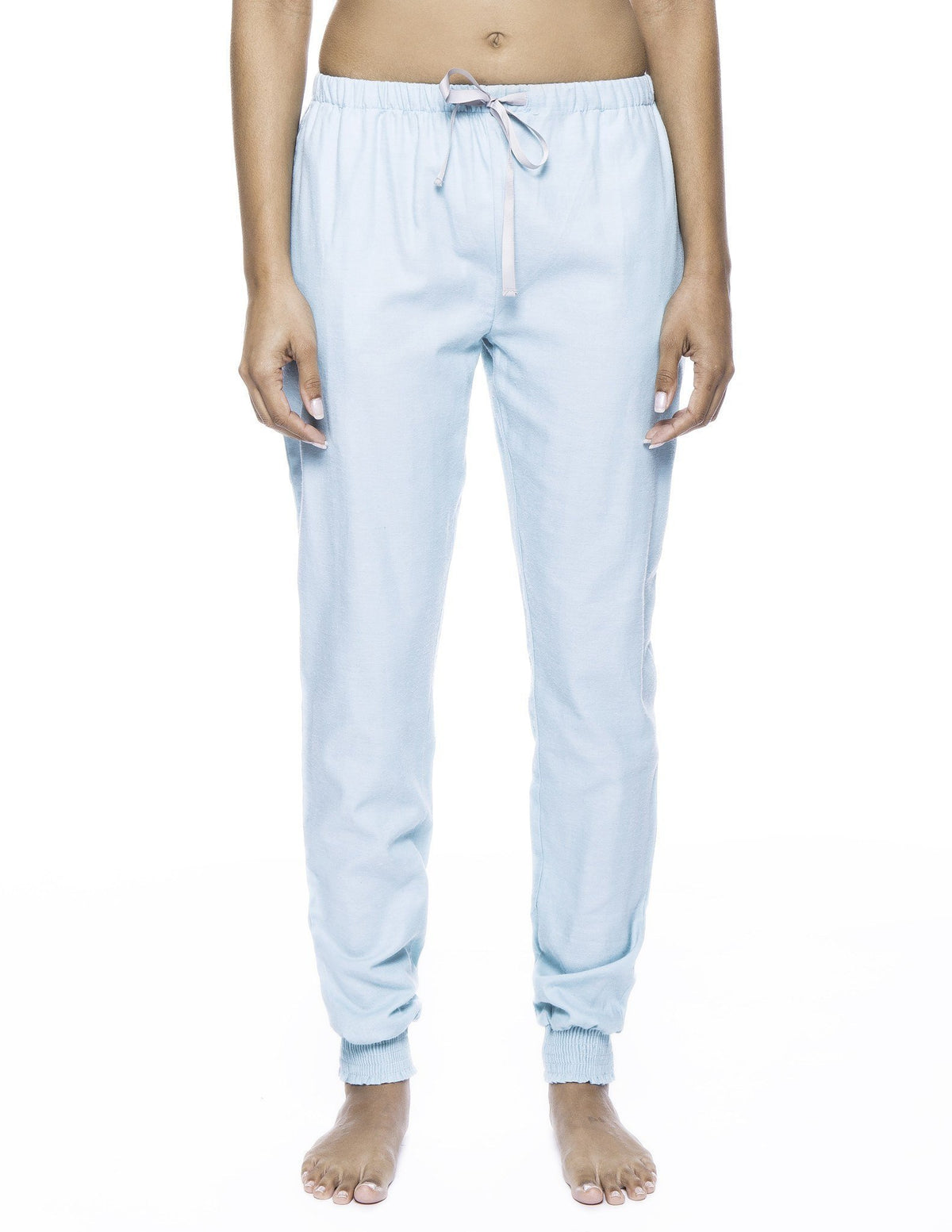 Women's Premium Flannel Jogger Lounge Pants - Herringbone Aqua