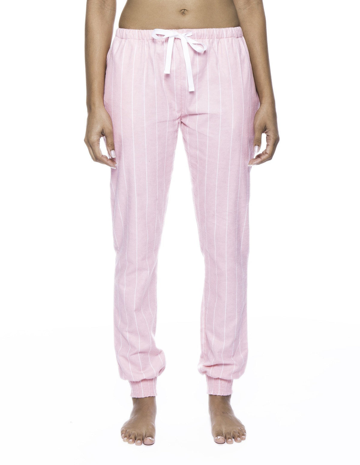 Women's Premium Flannel Jogger Lounge Pants - Stripes Pink