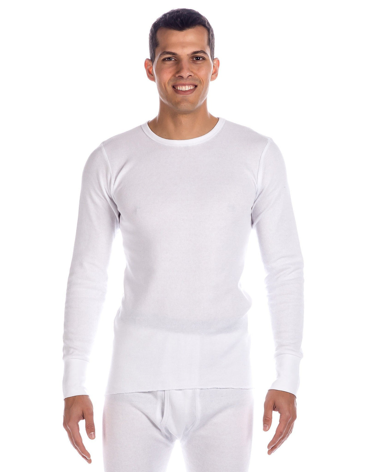 Men's Extreme Cold Waffle Knit Thermal Crew Top - White