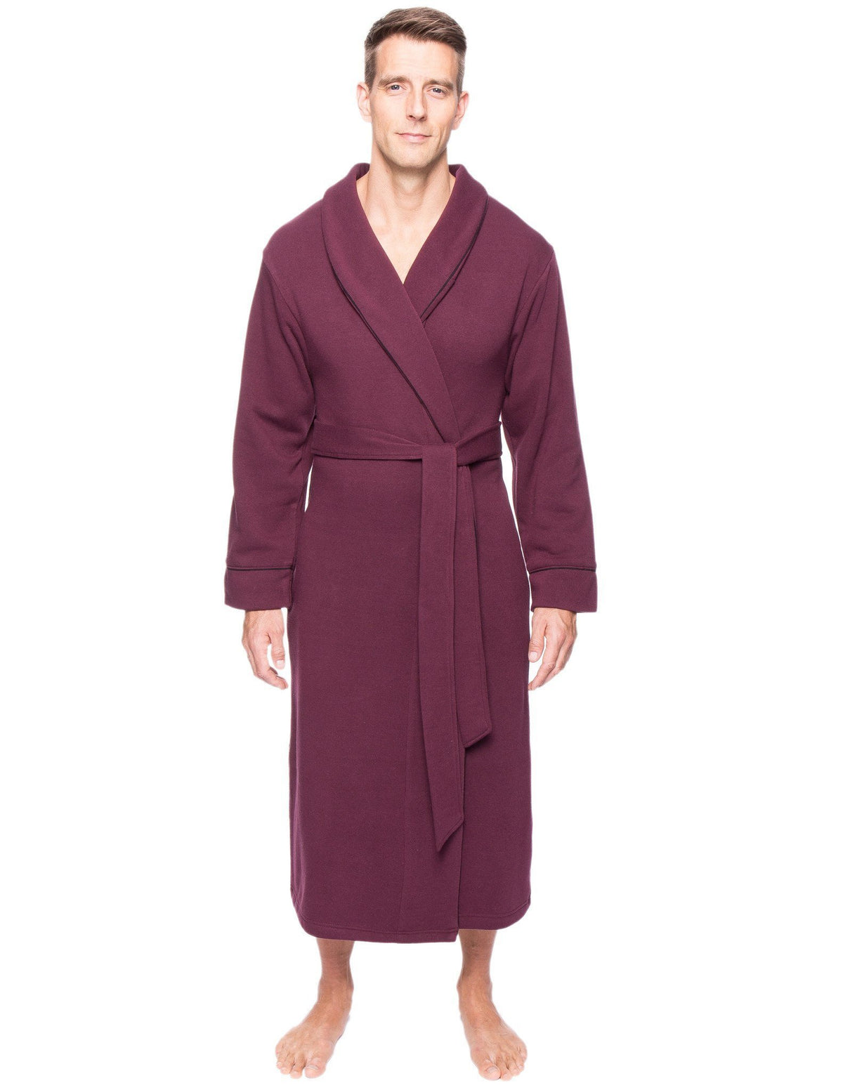 Men's Fleece Lined French Terry Robe - Fig