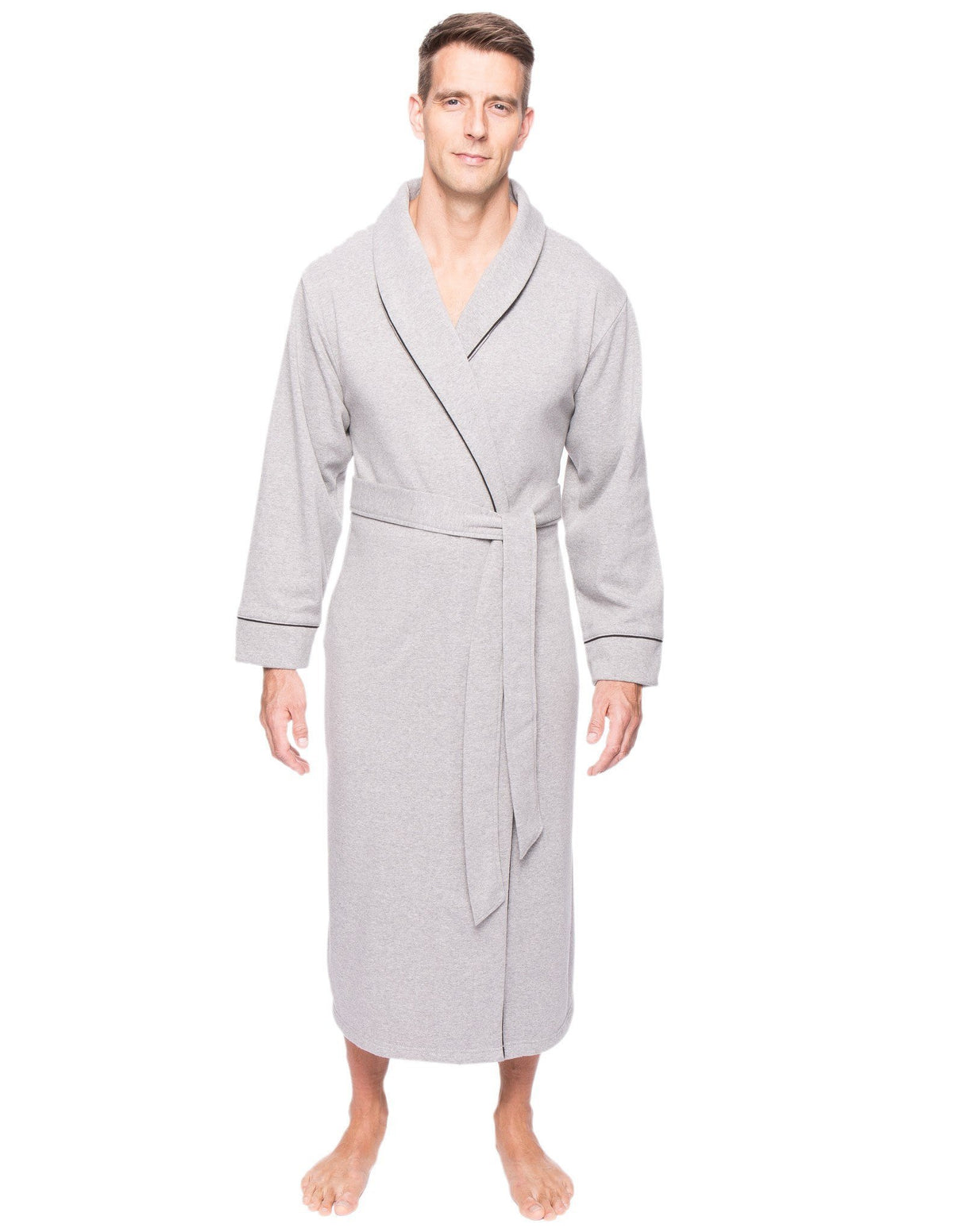 Men's Fleece Lined French Terry Robe - Heather Grey