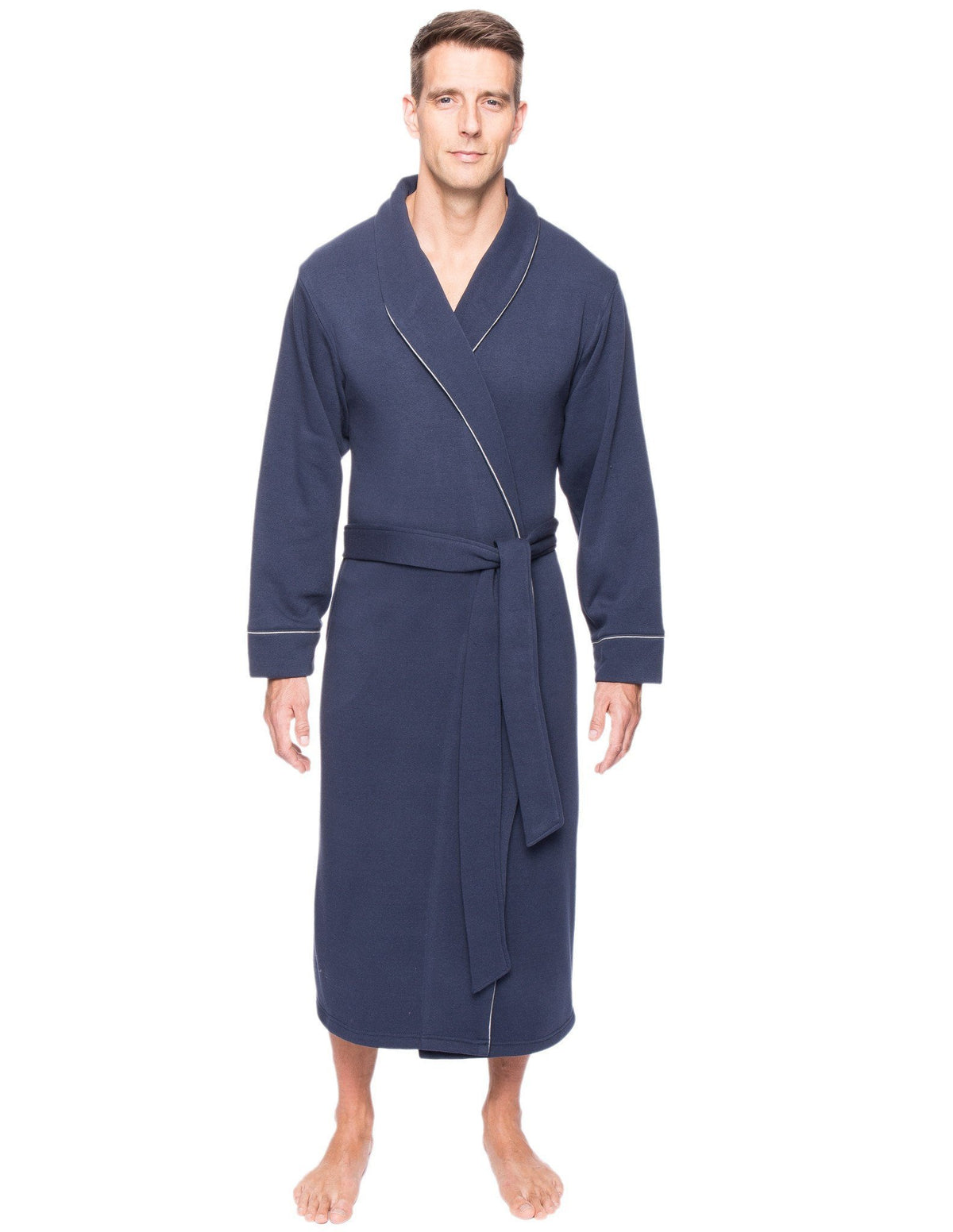 Men's Fleece Lined French Terry Robe - Navy