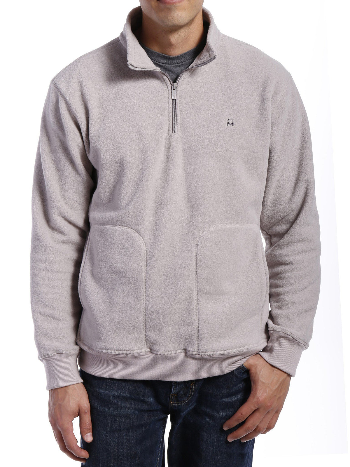 Men's Soft Fleece Half-Zip Pullover - Light Grey