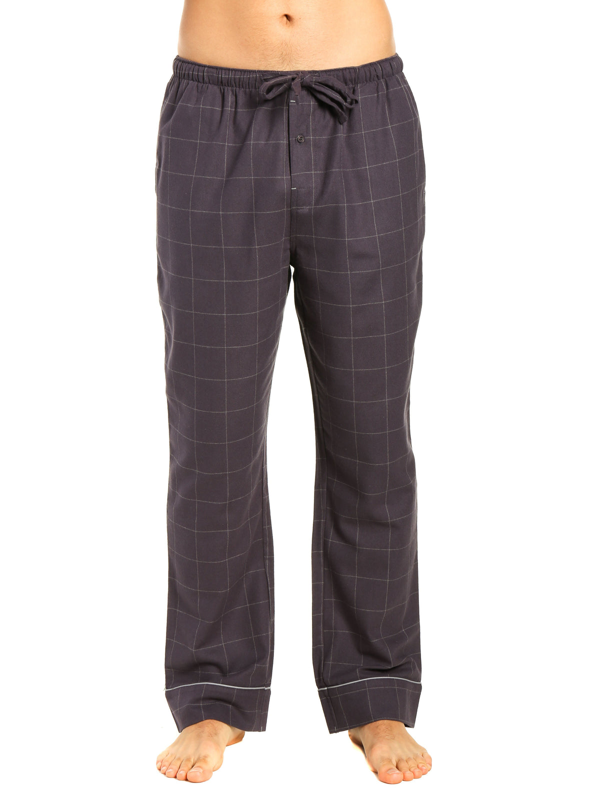 Mens Gingham 100% Cotton Flannel Lounge Pants - Windowpane Checks - Iron