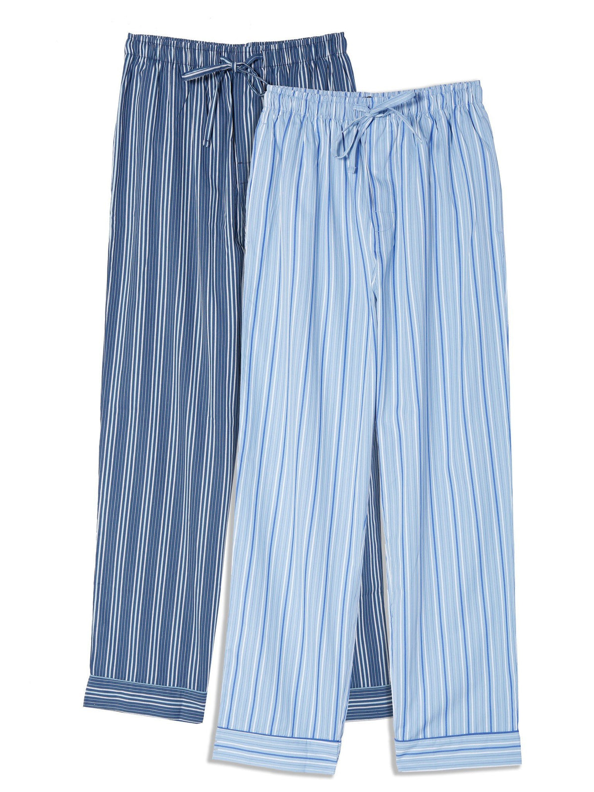 Men's Premium Cotton Lounge/Sleep Pants - 2 Pack - 2-Pack (Stripes Blue Pack)