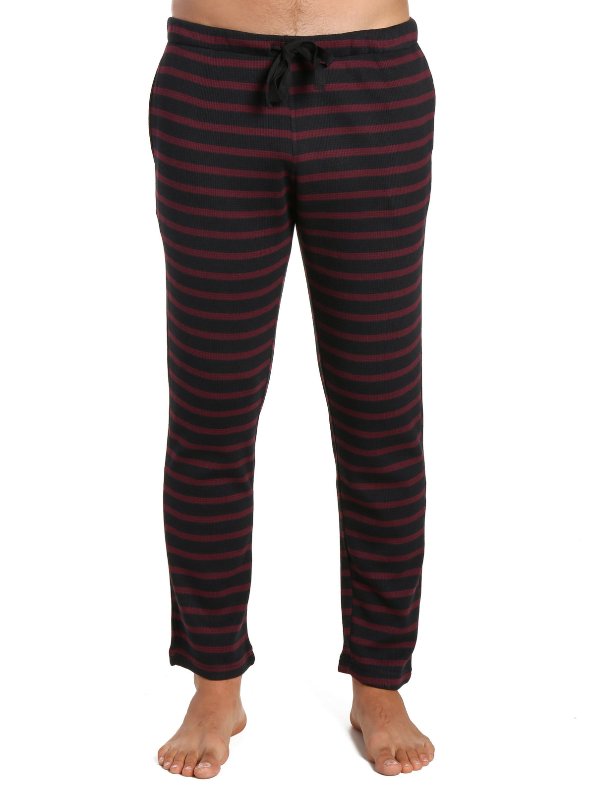 Men's Waffle Knit Thermal Lounge Pant - Stripes Black/Fig