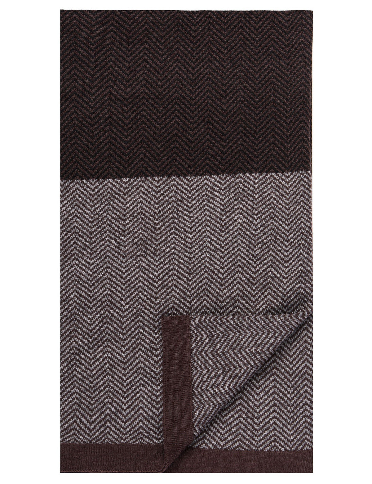 Men's Uptown Premium Knit Color Blocked Herringbone Scarf - Fig/Black