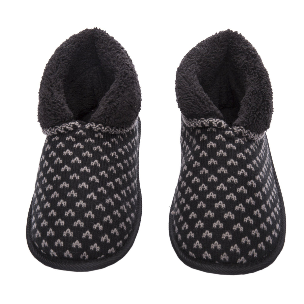 Men's Premium Knit Short Boot Slipper - Black/Charcoal