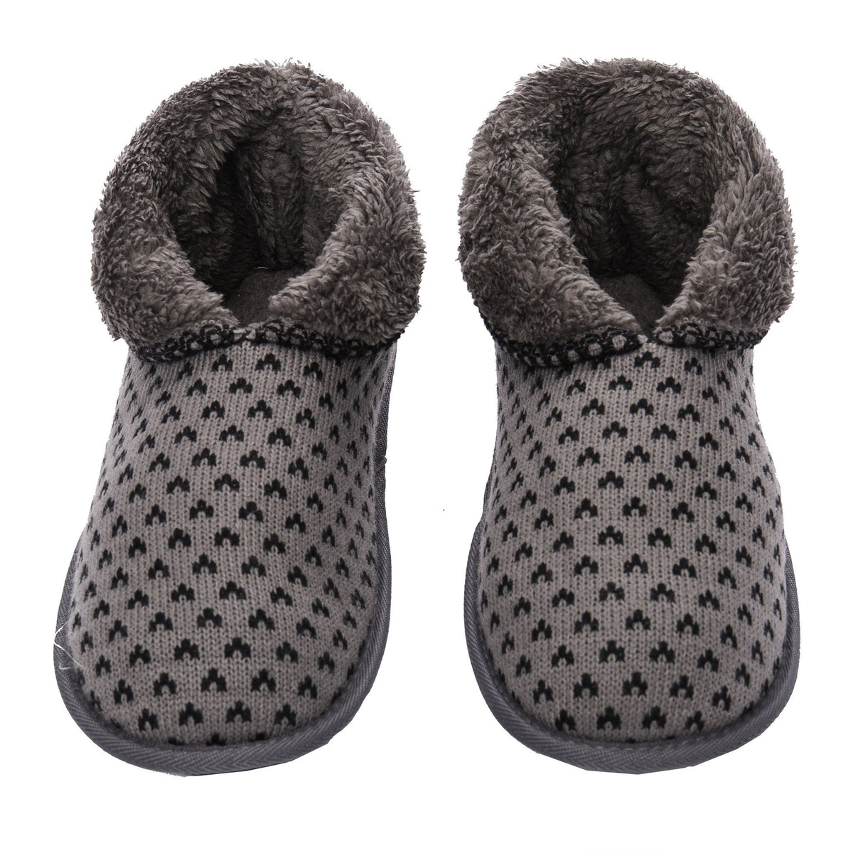 Men's Premium Knit Short Boot Slipper - Charcoal/Black