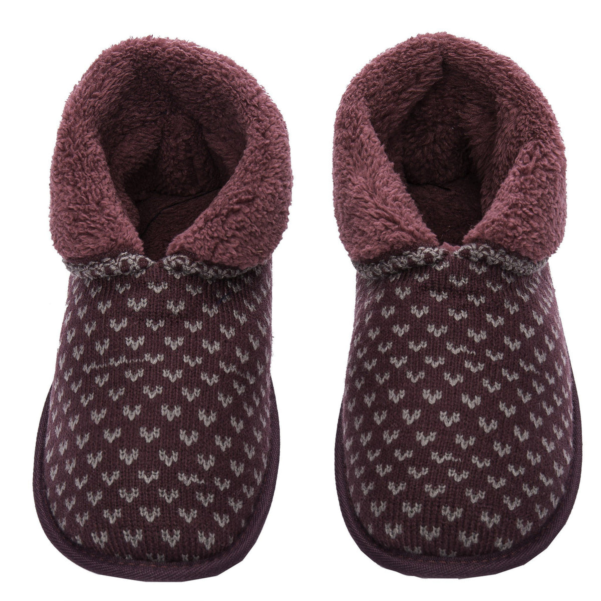 Men's Premium Knit Short Boot Slipper - Fig/Charcoal