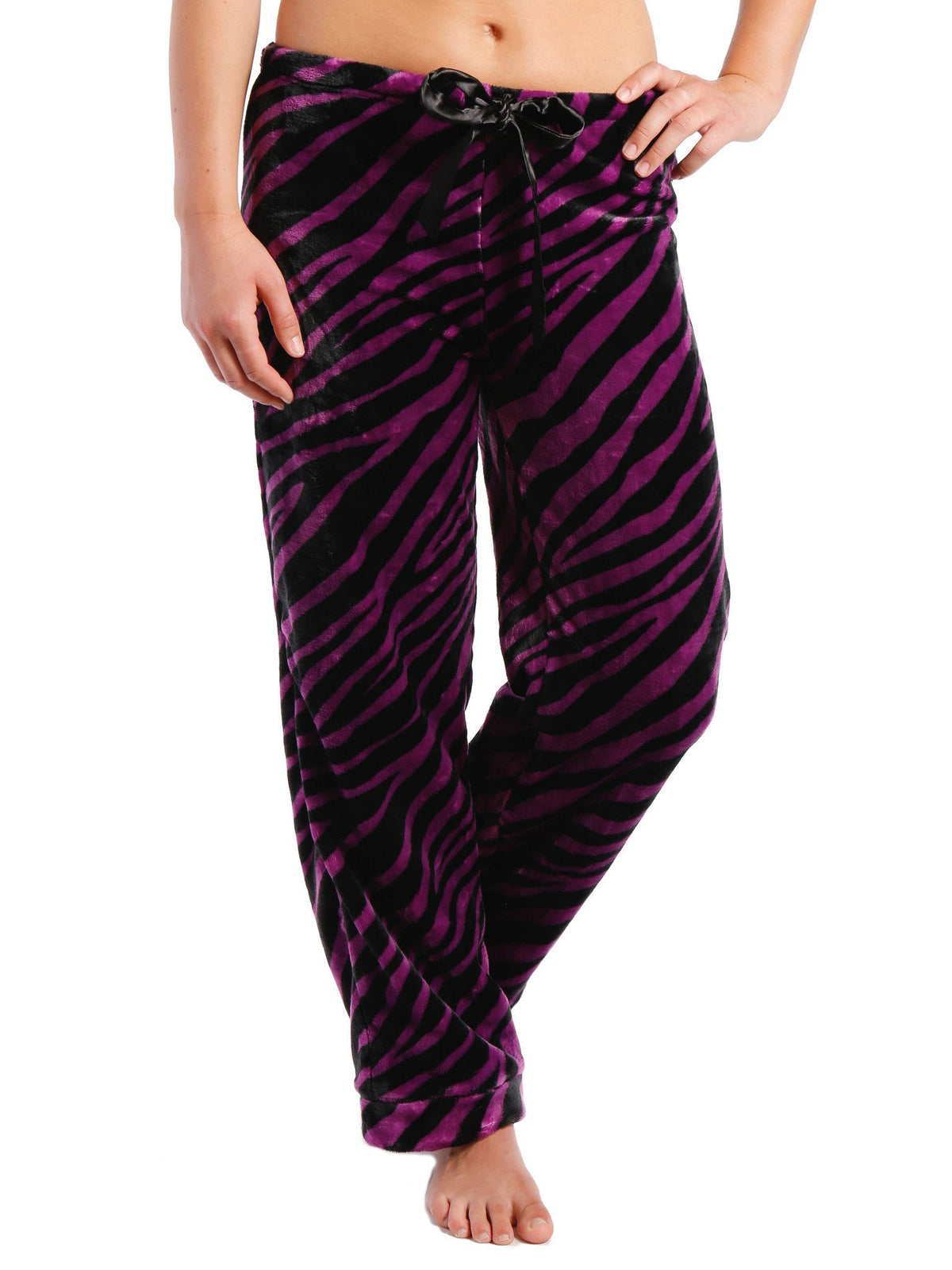 Women's Lush Butterfleece Lounge/Sleep Pants - Zebra - Purple/Black