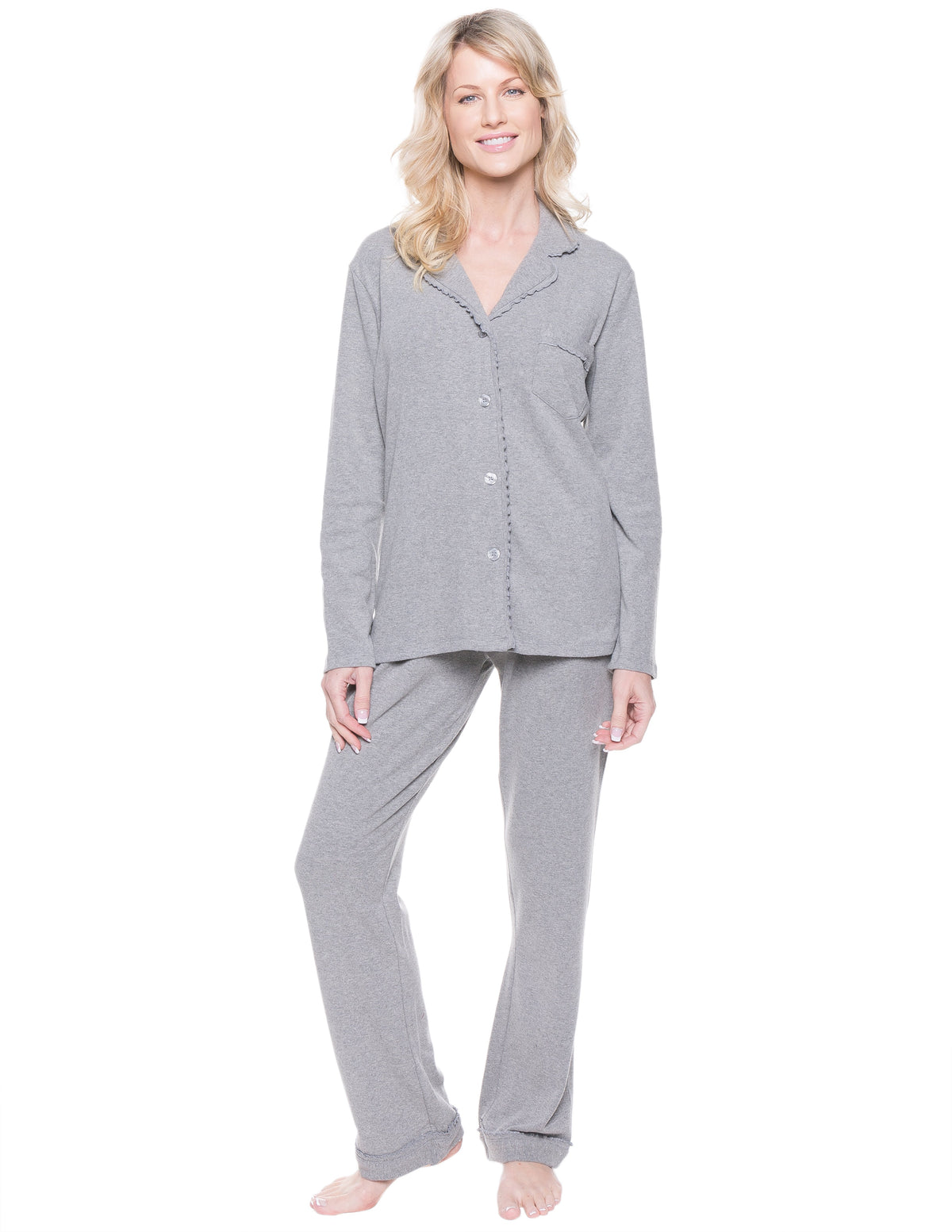 Women's Cozy Rib Pajama Sleepwear Set - Heather Grey