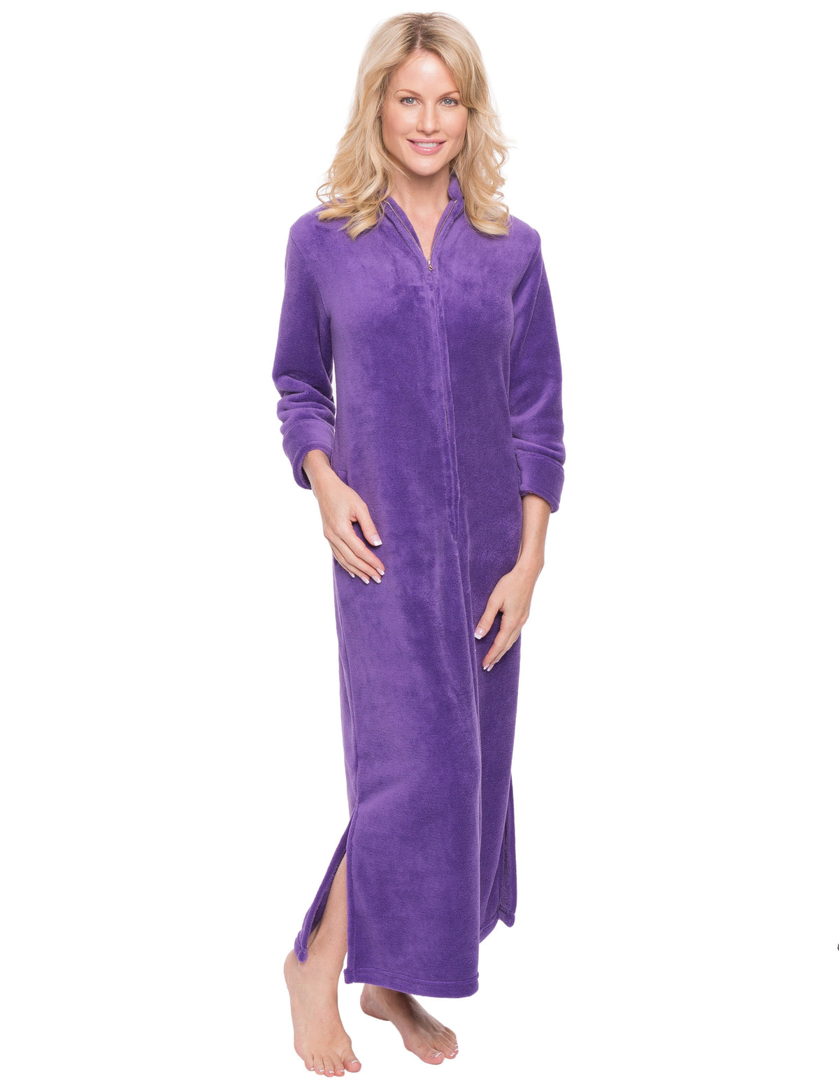 Women's Premium Coral Fleece Plush Caftan - Purple