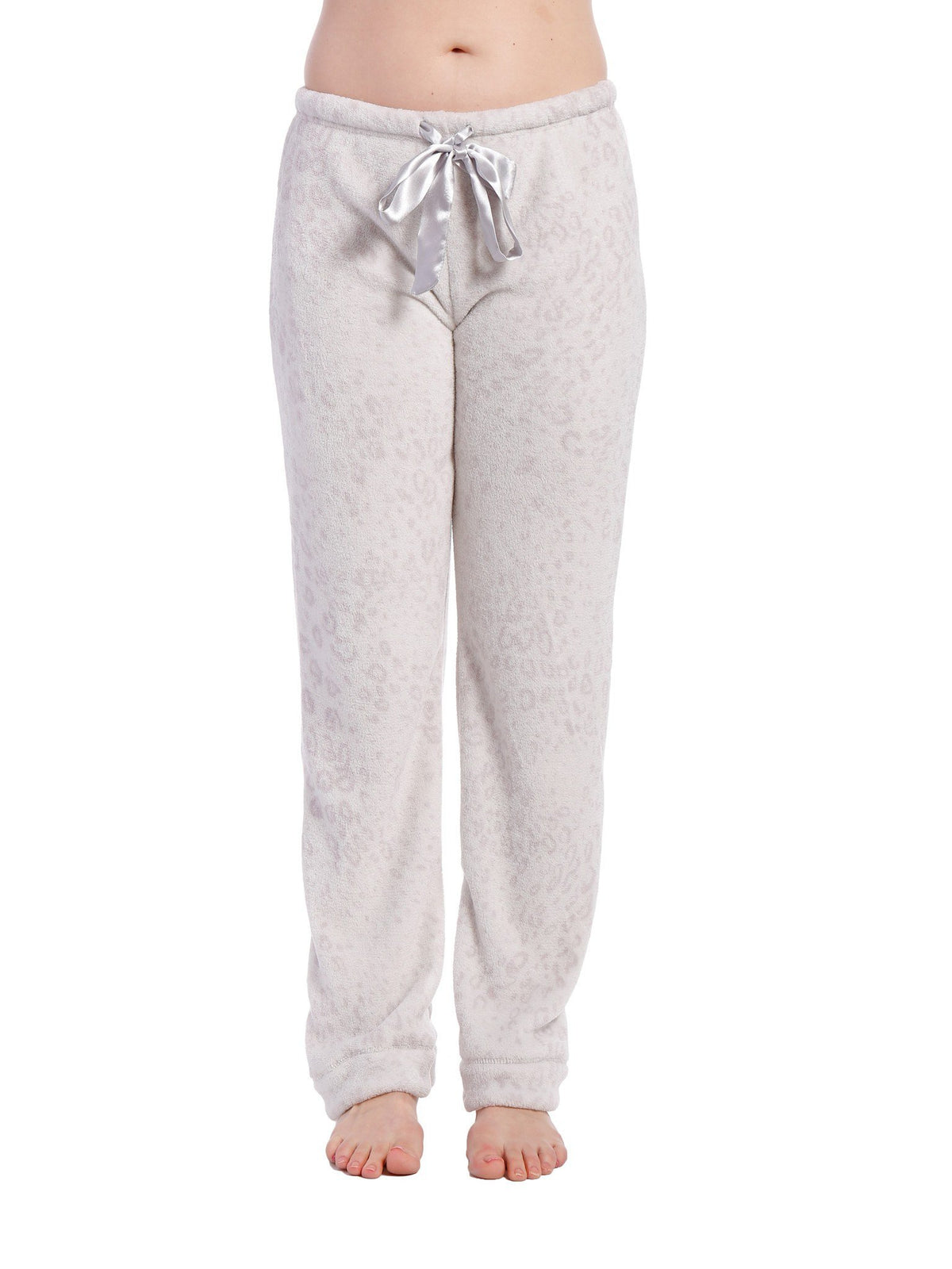 Women's Coral Fleece Plush Lounge Pants - Leopard - Grey