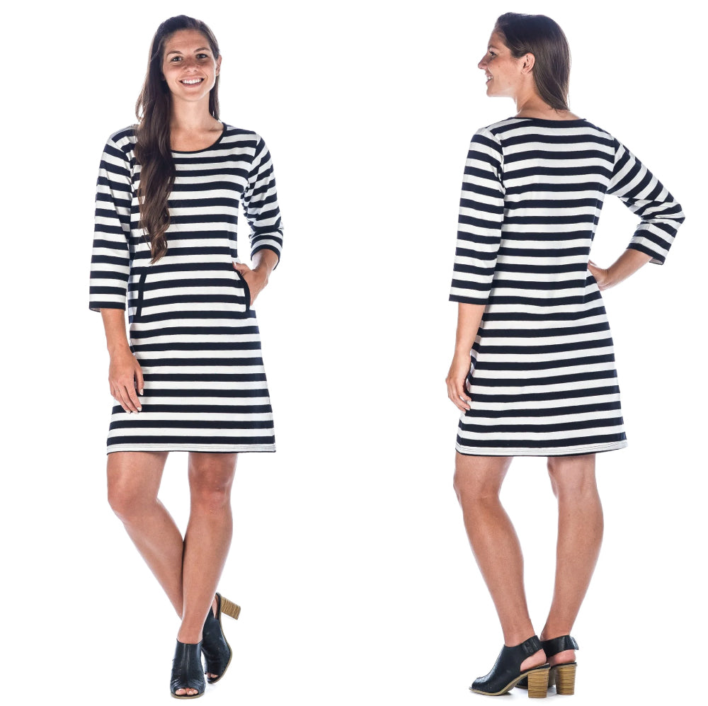 Womens Premium Cotton Knit Dress - Rugby Stripe - Bulk Lot