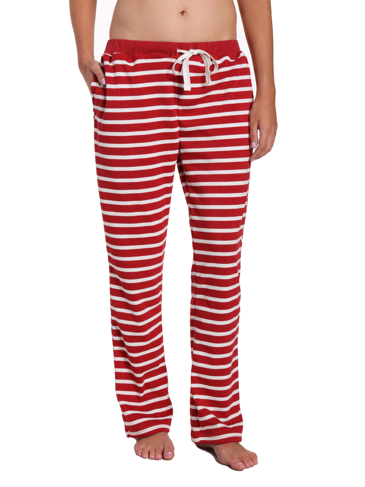 Womens Towel Brushed Sweatpants - Stripes Red White