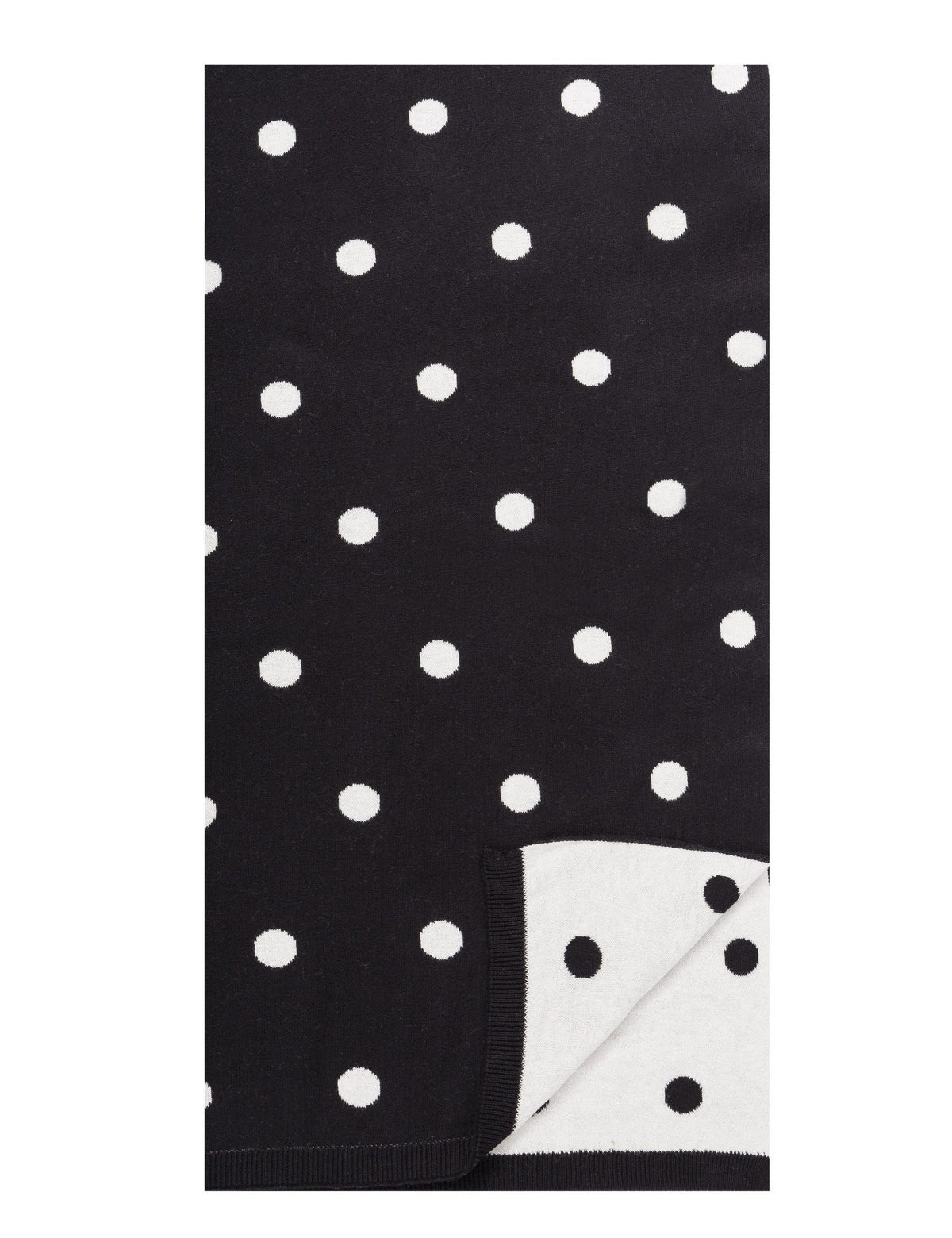 Women's 100% Cotton Reversible Double Knit Polka Dot Scarf - Black/Ivory