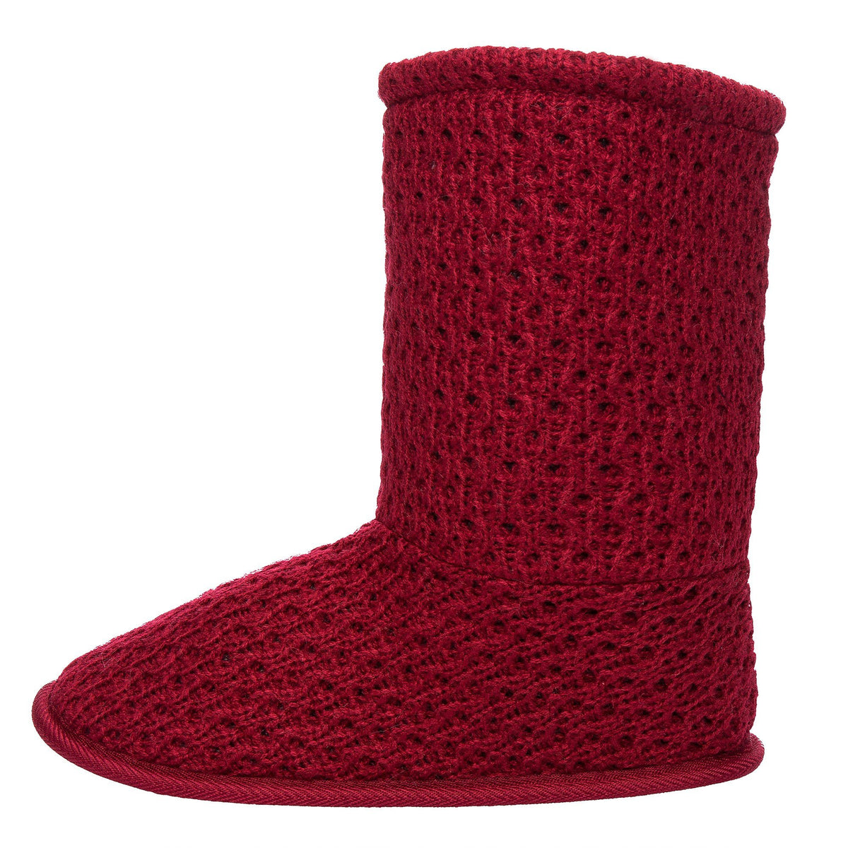 Women's Cozy Crochet Boot Slipper - Burgundy