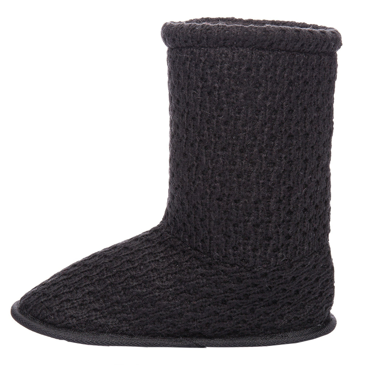 Women's Cozy Crochet Boot Slipper - Black