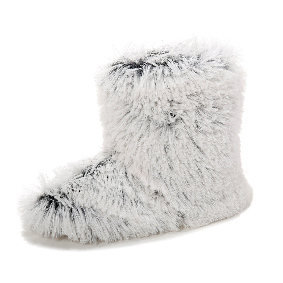 Women's Hi-Fashion Two Tone Faux Fur Boot Slipper - White Pyranese