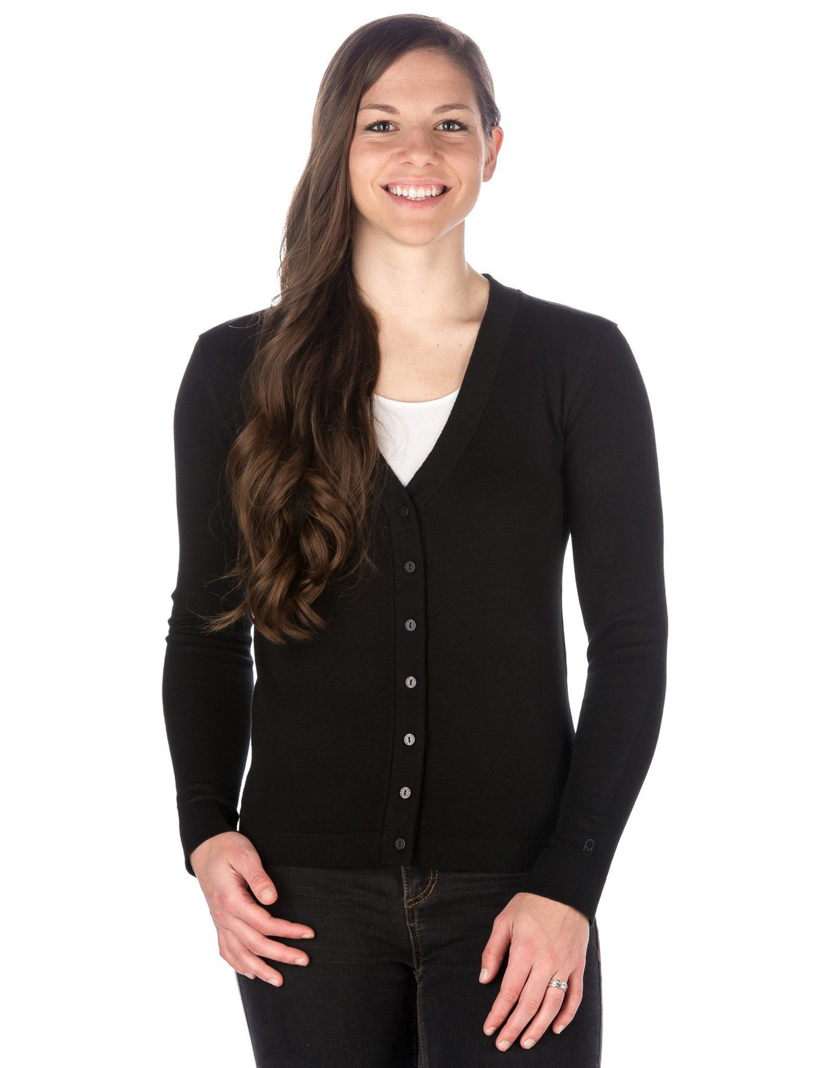 Women's 100% Cotton Cardigan Sweater - Black