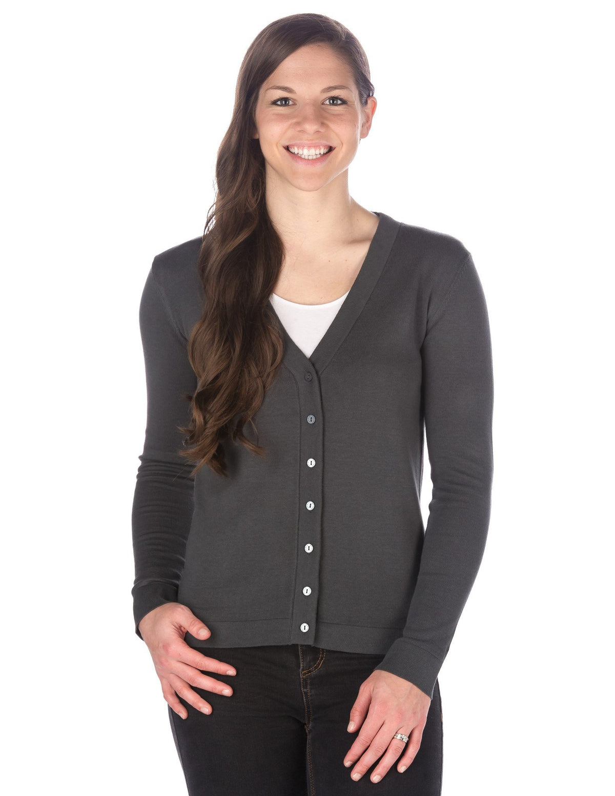 Women's 100% Cotton Cardigan Sweater - Gray