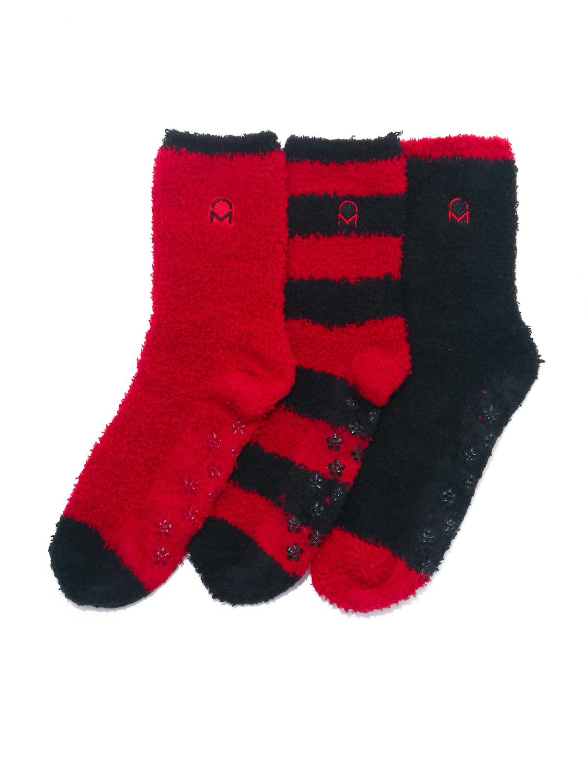 Women's (3 Pairs) Soft Anti-Skid Fuzzy Winter Crew Socks - Set D5