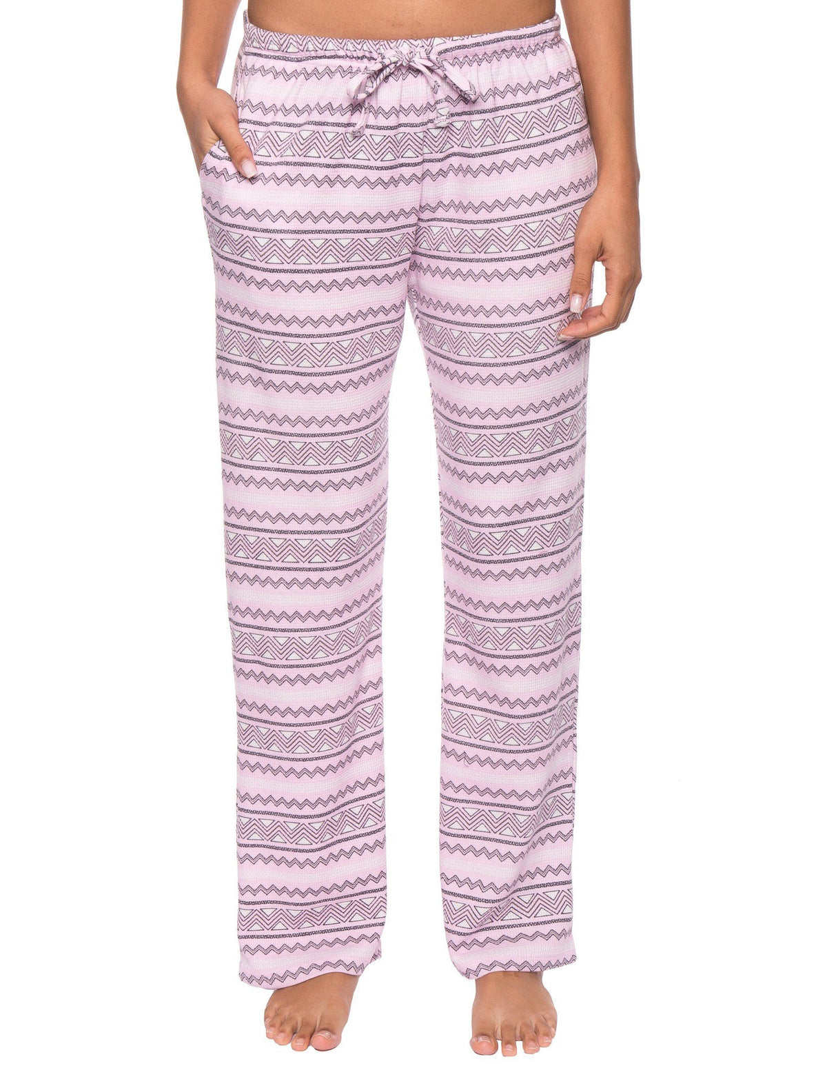 Women's Waffle Knit Thermal Lounge Pants - Geo Nordic Lilac