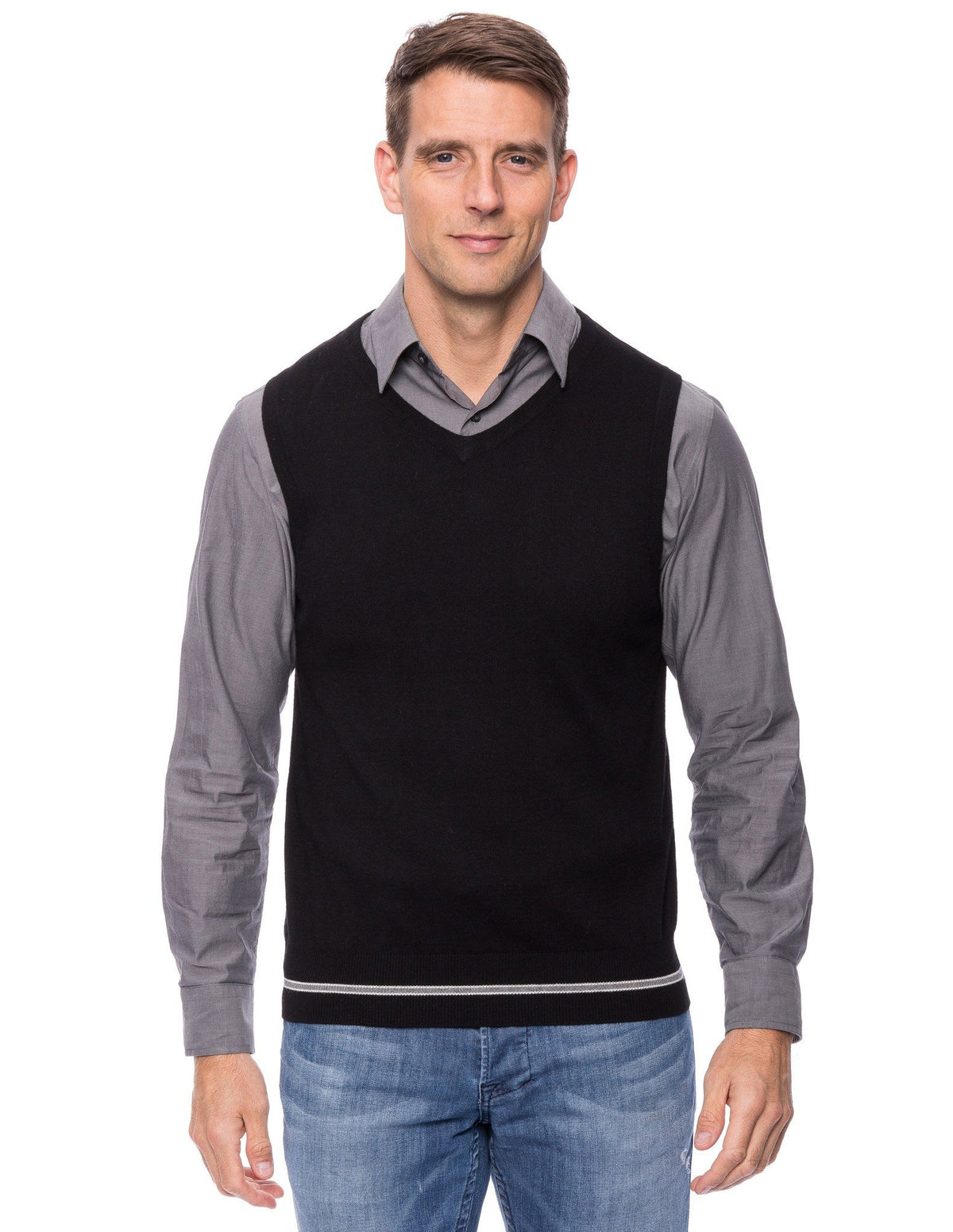 Gift Packaged Men's Cashmere Blend Sweater Vest - Black