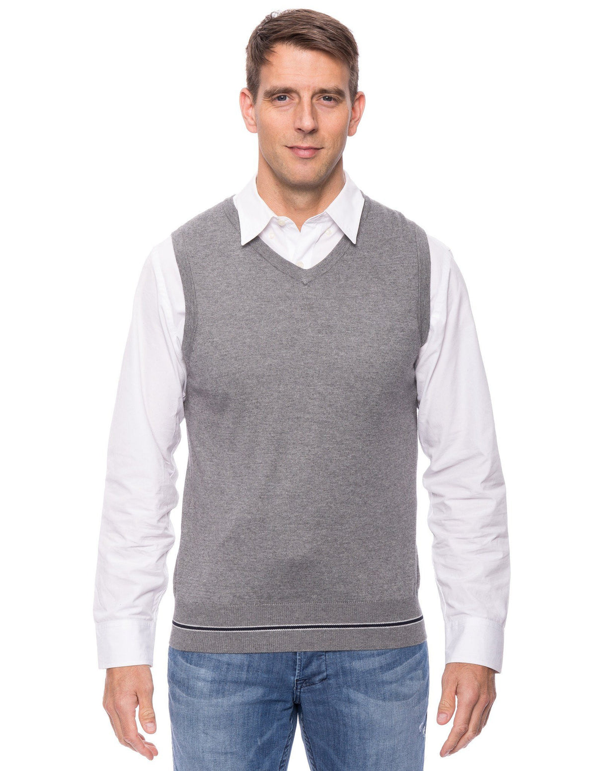 Gift Packaged Men's Cashmere Blend Sweater Vest - Heather Grey
