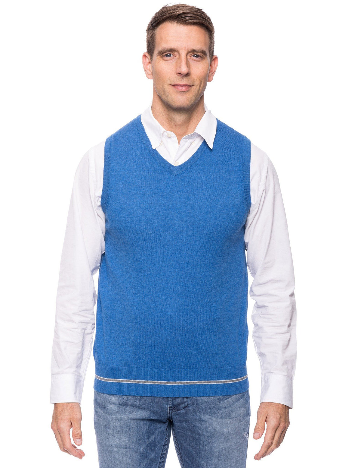 Gift Packaged Men's Cashmere Blend Sweater Vest - Light Blue
