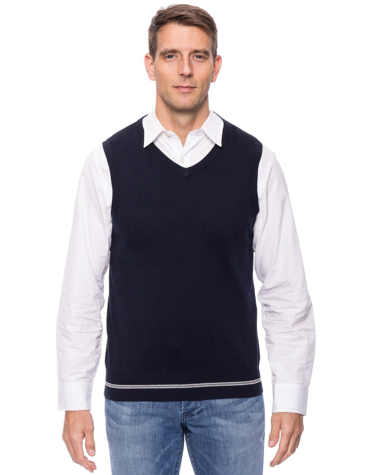 Gift Packaged Men's Cashmere Blend Sweater Vest - Navy