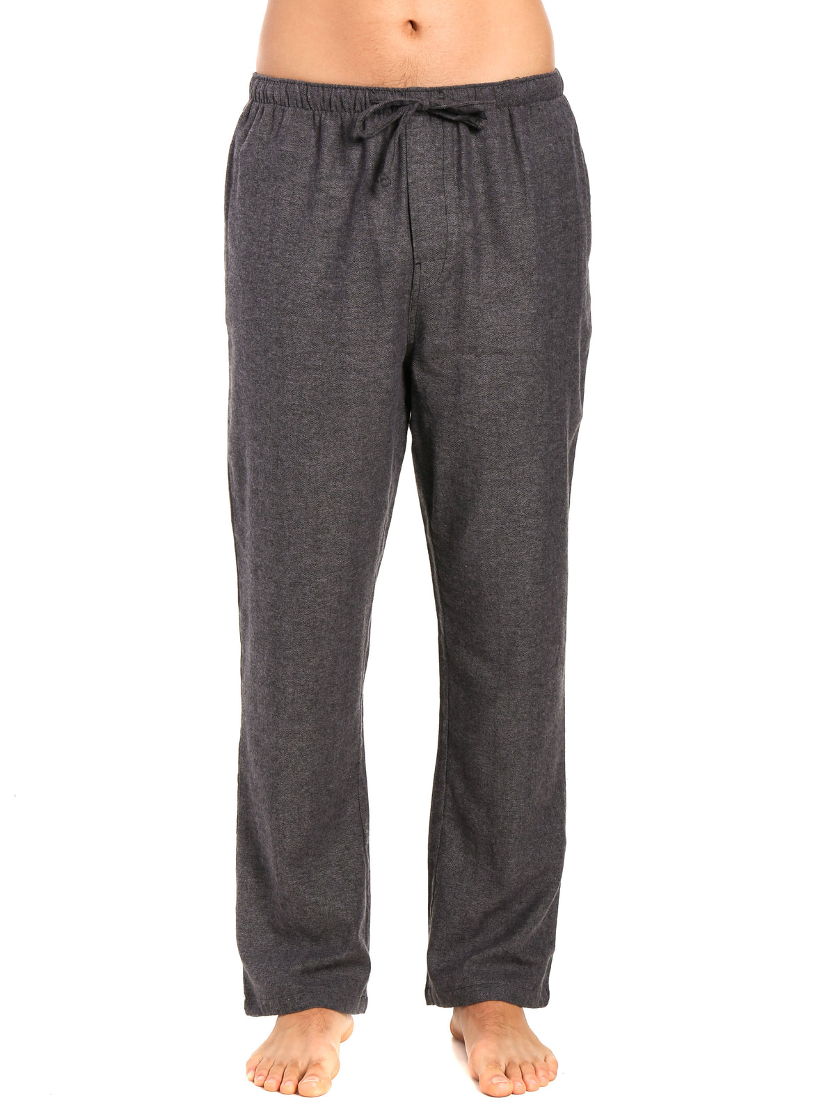 Men's 100% Cotton Flannel Lounge Pants - Herringbone Charcoal