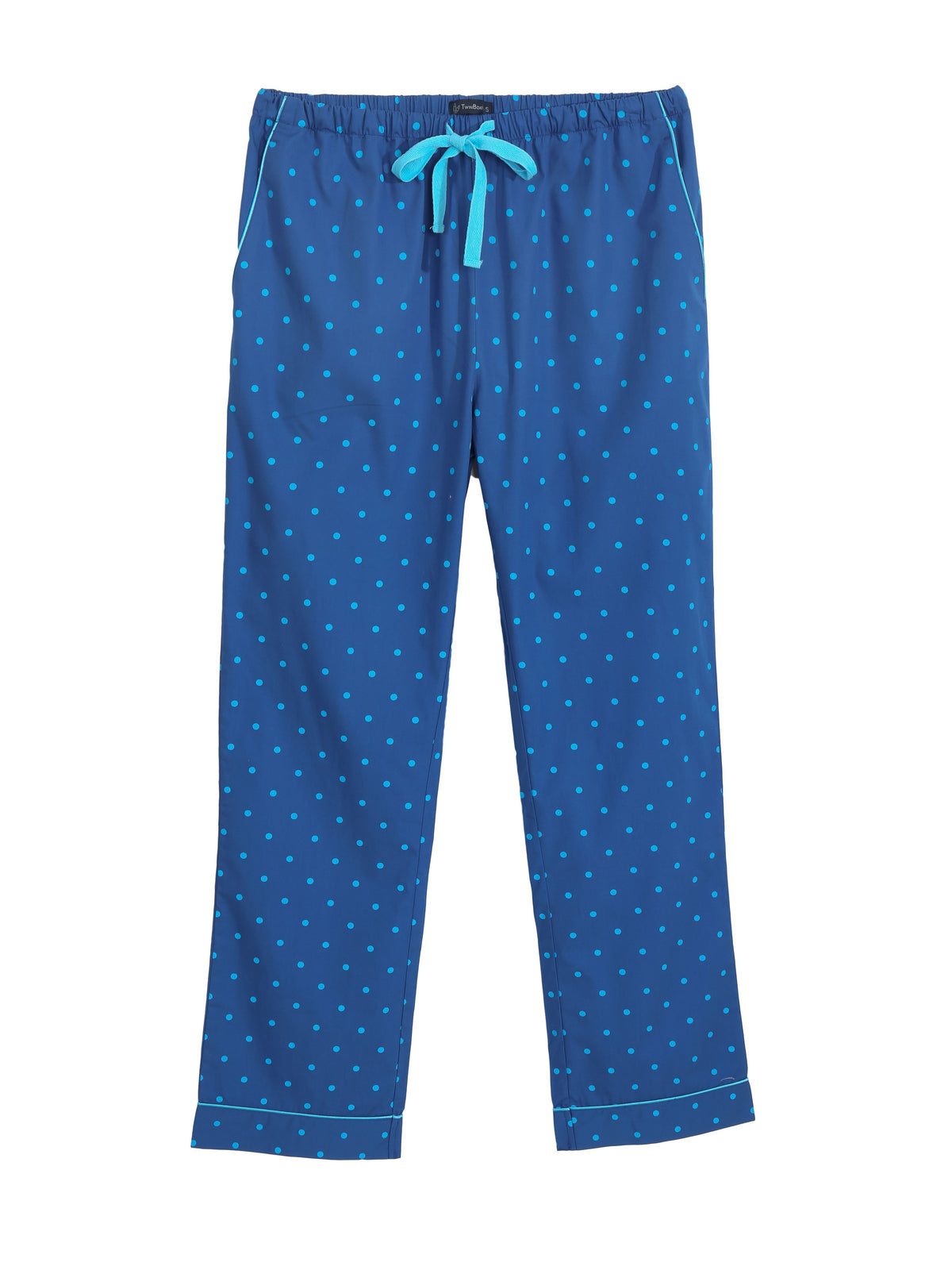 Womens 100% Cotton Poplin Lounge Pant - Dots Blue