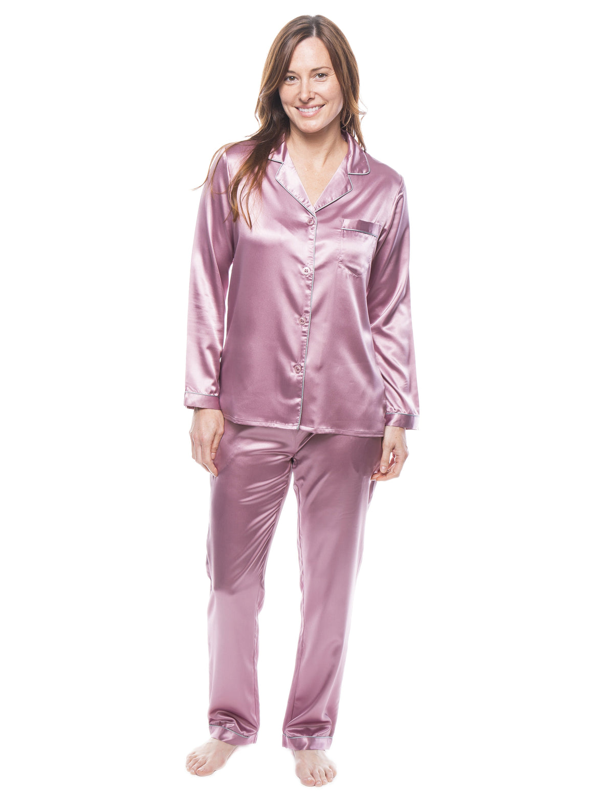 Women's Satin Pajama/Sleepwear Set - Mauve