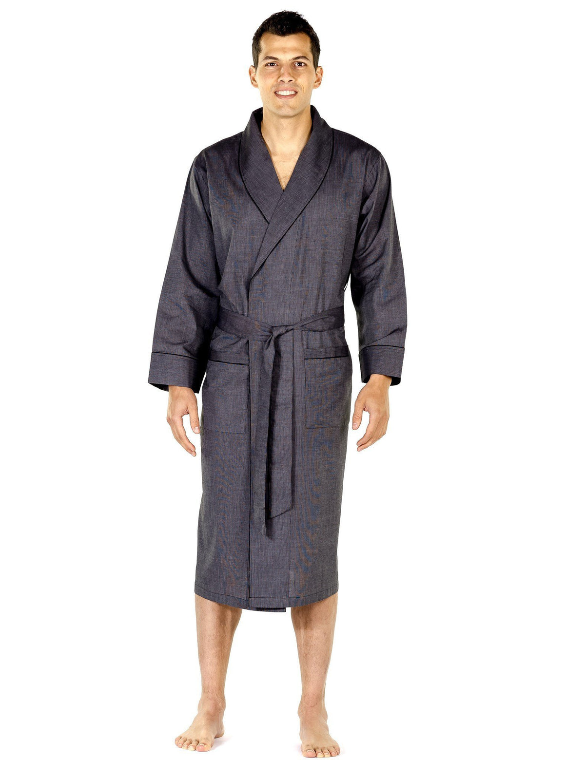 Mens Premium 100% Cotton Robe - Black Slate